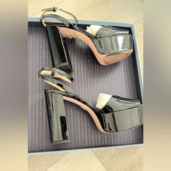 Prada Black Patent Leather Platform Heels - Picture 6 of 11